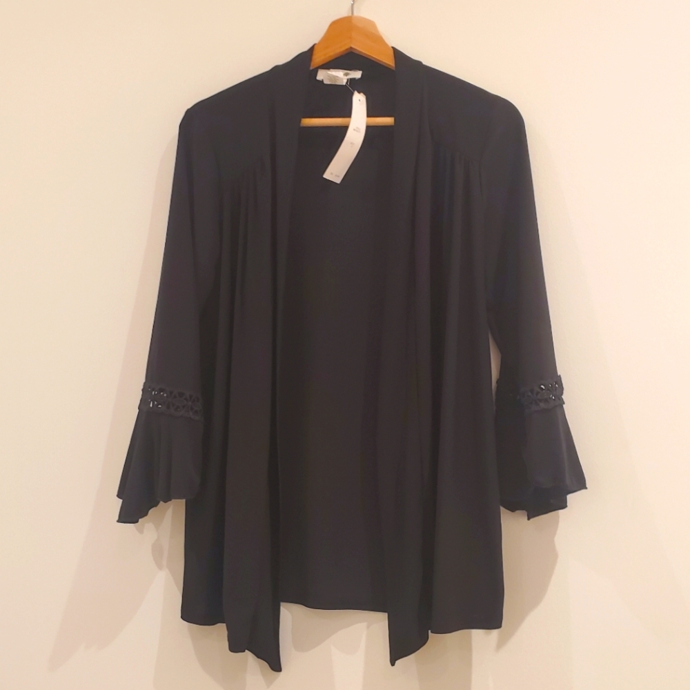 Missa Black Flowy Cardigan/Cover Up (S)